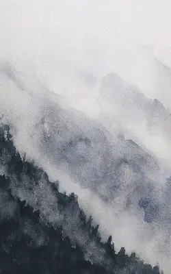 Fensterrollo mit Motiv nebelige Berge