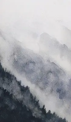 Fensterrollo mit Motiv nebelige Berge