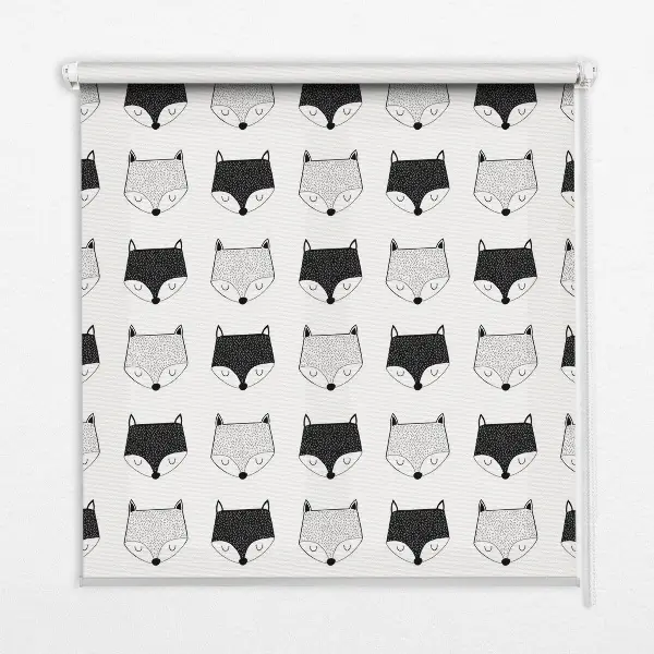Fensterrollo mit Motiv gezeichnete Fuchsköpfe