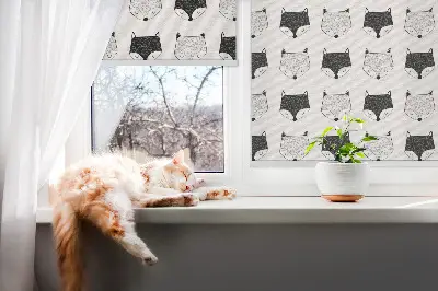 Fensterrollo mit Motiv gezeichnete Fuchsköpfe