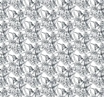 Fensterrollo mit Motiv gezeichneter Blumen
