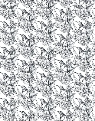 Fensterrollo mit Motiv gezeichneter Blumen