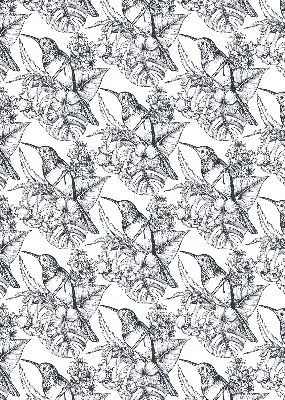 Fensterrollo mit Motiv gezeichneter Blumen