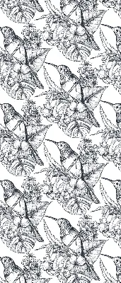 Fensterrollo mit Motiv gezeichneter Blumen