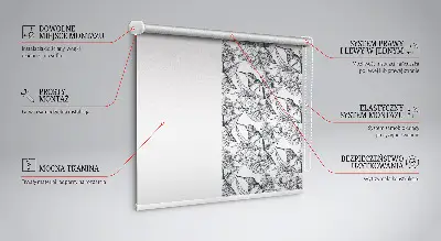 Fensterrollo mit Motiv gezeichneter Blumen