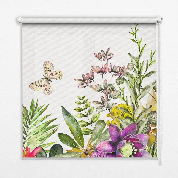 Fensterrollo für den Innenbereich mit Blumenmotiv