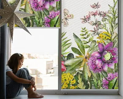 Fensterrollo für den Innenbereich mit Blumenmotiv