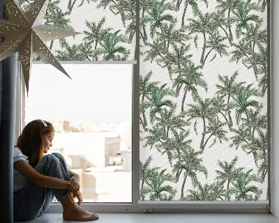 Rollo Fenster mit Palmenmotiv