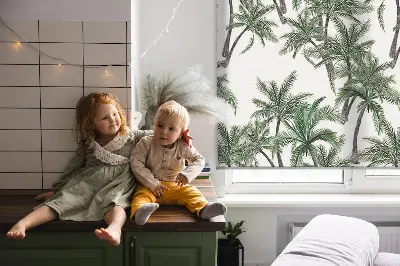 Rollo Fenster mit Palmenmotiv