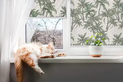 Rollo Fenster mit Palmenmotiv
