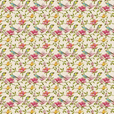 Fensterrollo mit Motiv von Vögeln auf Blumen