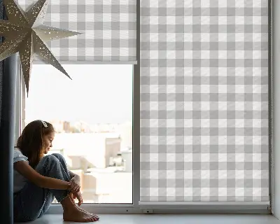 Fensterrollo in grauer Karo-Optik für den Innenbereich