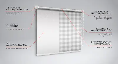 Fensterrollo in grauer Karo-Optik für den Innenbereich