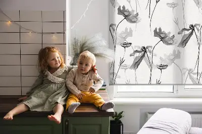 Rollo mit Motiv gezeichnete Blumen