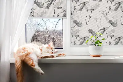 Rollo mit Motiv gezeichnete Blumen