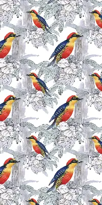 Fensterrollo innen mit Motiv Farbenfroher Vogel