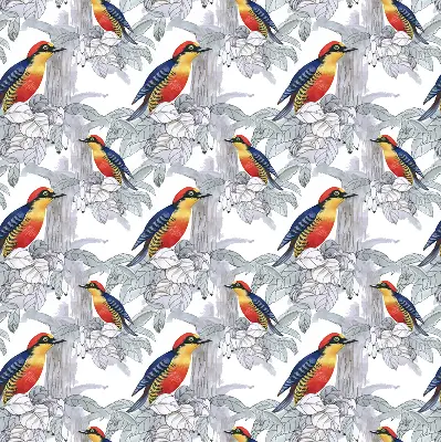 Fensterrollo innen mit Motiv Farbenfroher Vogel