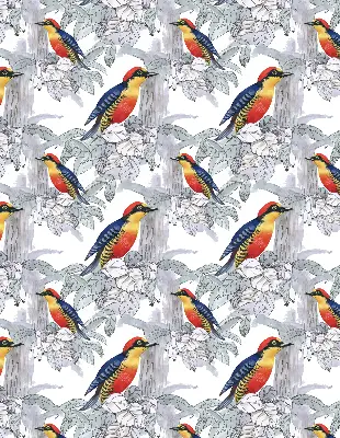 Fensterrollo innen mit Motiv Farbenfroher Vogel