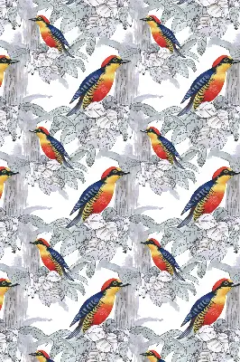 Fensterrollo innen mit Motiv Farbenfroher Vogel