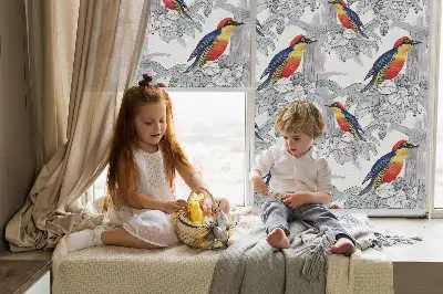 Fensterrollo innen mit Motiv Farbenfroher Vogel