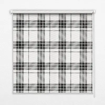 Fensterrollo in grauem Tartanmuster