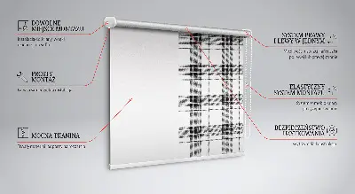 Fensterrollo in grauem Tartanmuster