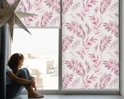 Fensterrollo mit Motiv rosa Blätter