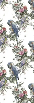 Fensterrollo für den Innenbereich mit Motiv von Papageien auf Blumen