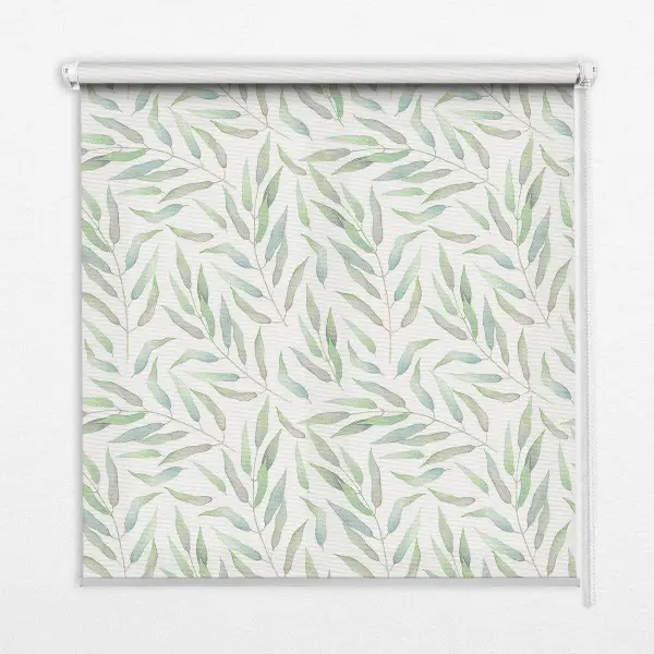 Fensterrollo mit Motiv grüner Blätter