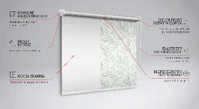 Fensterrollo mit Motiv grüner Blätter