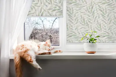 Fensterrollo mit Motiv grüner Blätter