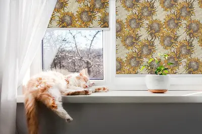 Fensterrollo für den Innenbereich mit Sonnenblumen Motiv