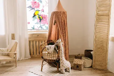 Fensterrollo mit Motiv von Vögeln auf Blumen