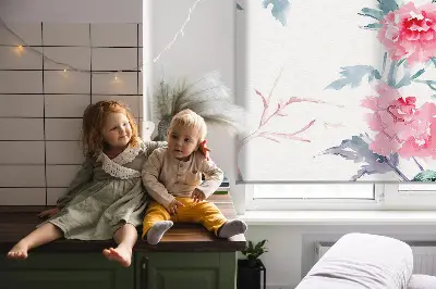Fensterrollo mit Motiv von Vögeln auf Blumen