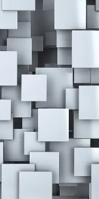 Rollo Fenster mit grauen 3D Quadraten