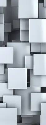 Rollo Fenster mit grauen 3D Quadraten