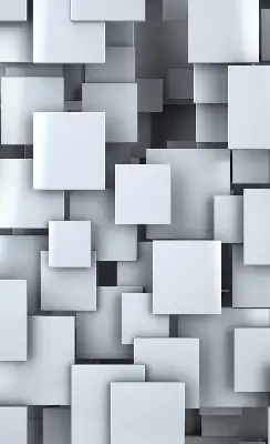 Rollo Fenster mit grauen 3D Quadraten
