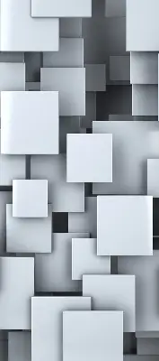 Rollo Fenster mit grauen 3D Quadraten