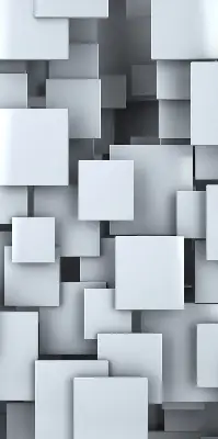 Rollo Fenster mit grauen 3D Quadraten