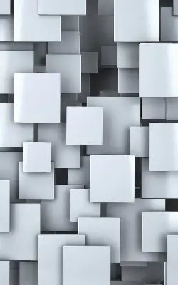 Rollo Fenster mit grauen 3D Quadraten