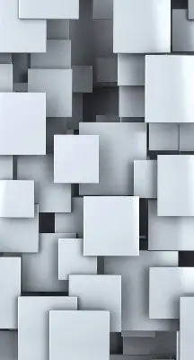 Rollo Fenster mit grauen 3D Quadraten