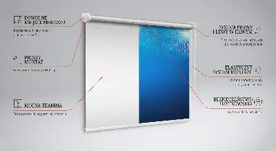 Fensterrollo mit blauem Animationsmotiv
