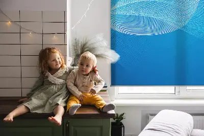 Fensterrollo mit blauem Animationsmotiv