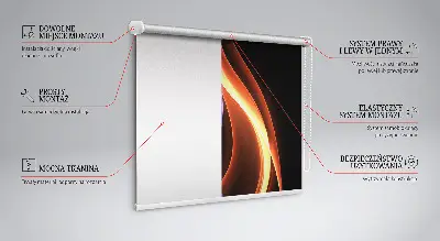 Fensterrollo mit animiertem Motiv in Orange und Blau