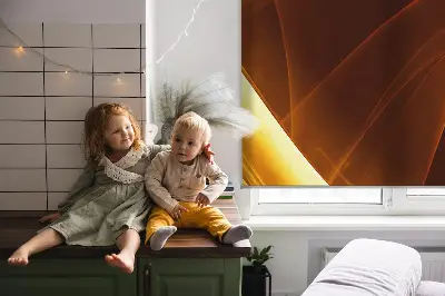 Fensterrollo für innen mit abstraktem Motiv in Orange