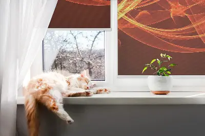 Fensterrollo mit abstraktem orangem Muster