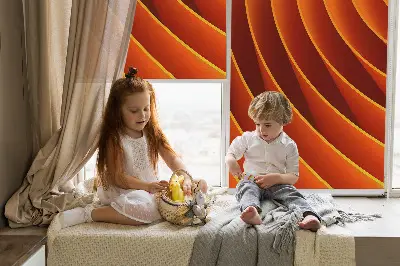Fensterrollo mit abstraktem orangem Muster