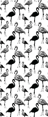 Fensterrollo für den Innenbereich mit schwarzem Flamingomuster