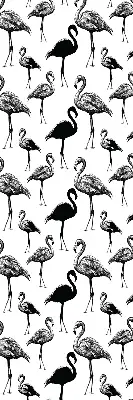 Fensterrollo für den Innenbereich mit schwarzem Flamingomuster