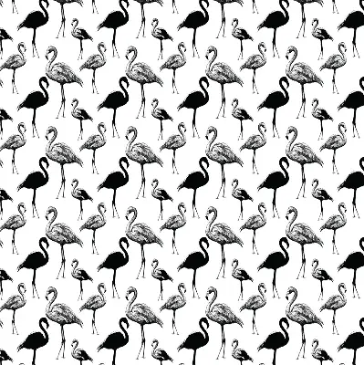 Fensterrollo für den Innenbereich mit schwarzem Flamingomuster